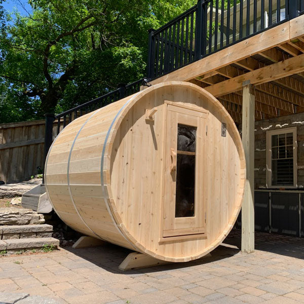 Harmony Barrel Sauna — Complete Kit (HUUM HIVE 6kW + Saunalumin Lighting)